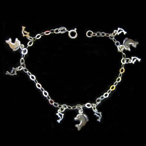 Imagen pulsera plata con delfines